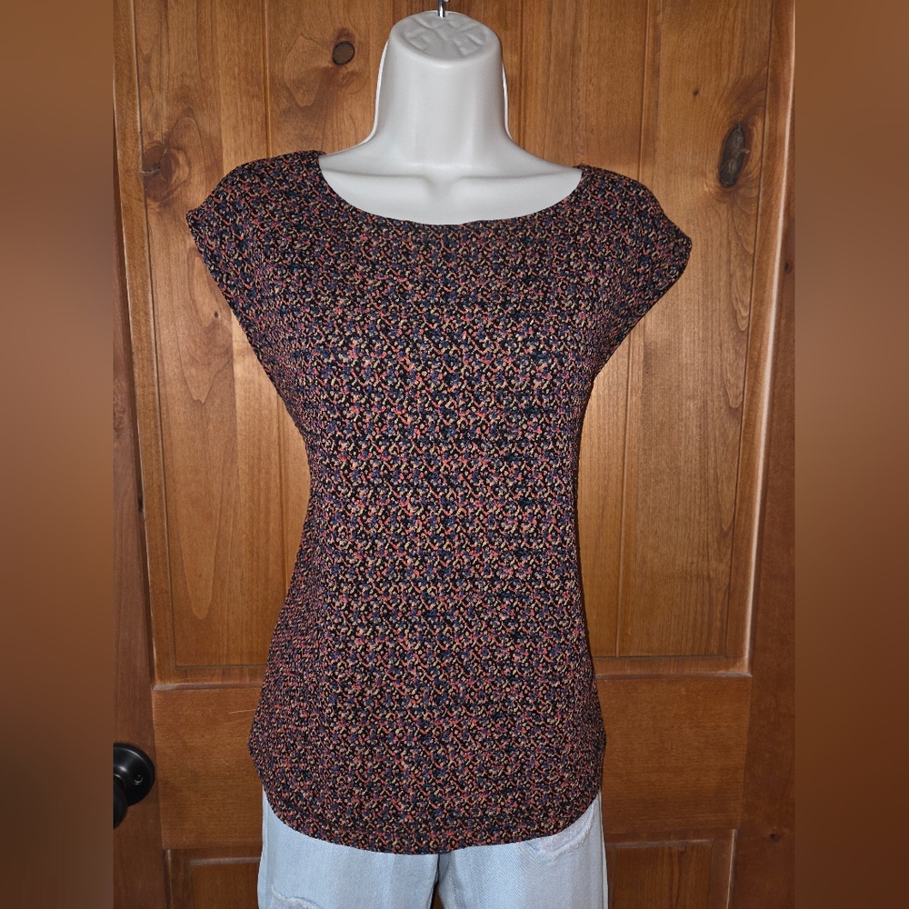 Coldwater Creek Black‎ and Pink Patterned Blouse